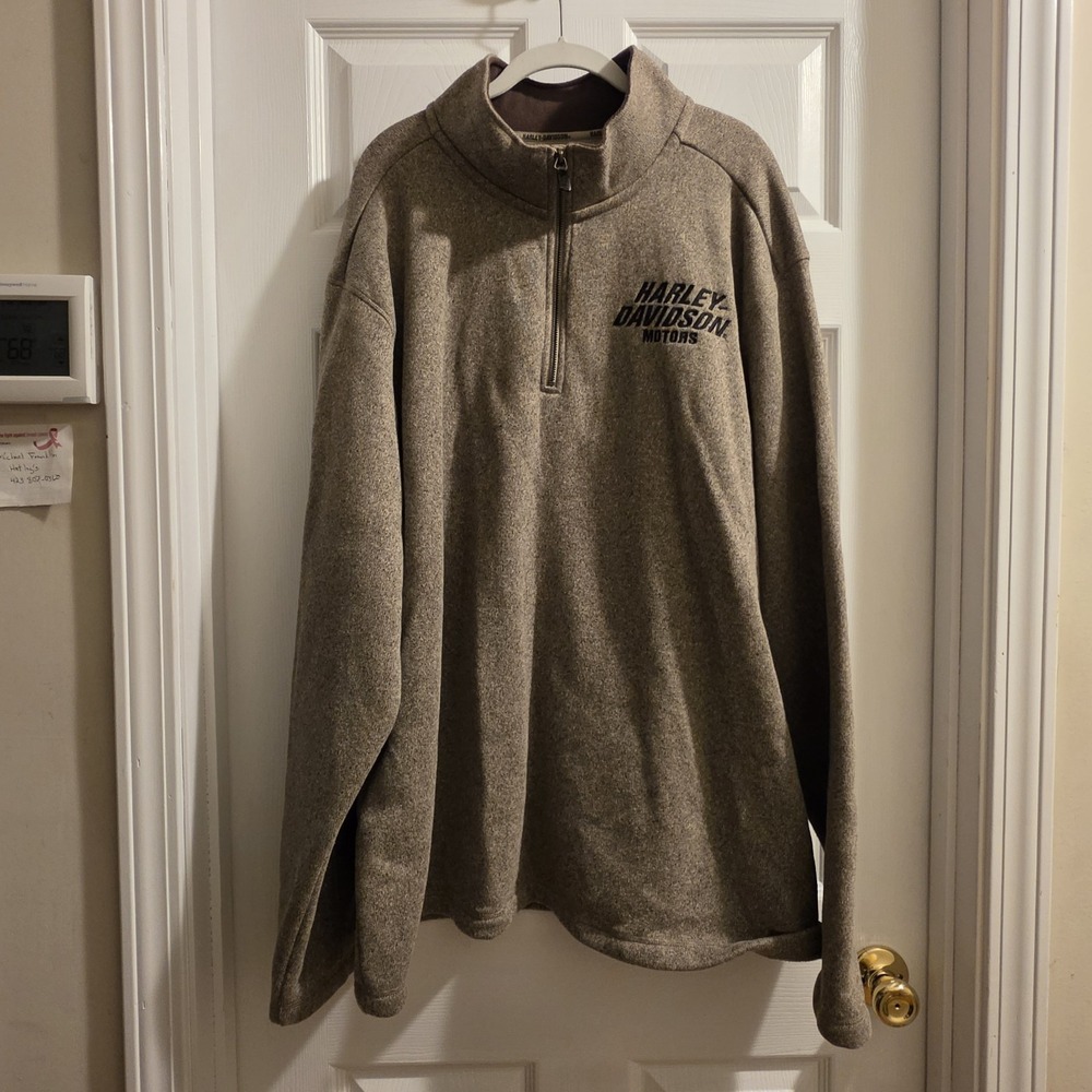 Harley-Davidson 1/4 Zip Fleece Pullover 3XL Long Sleeve Beige